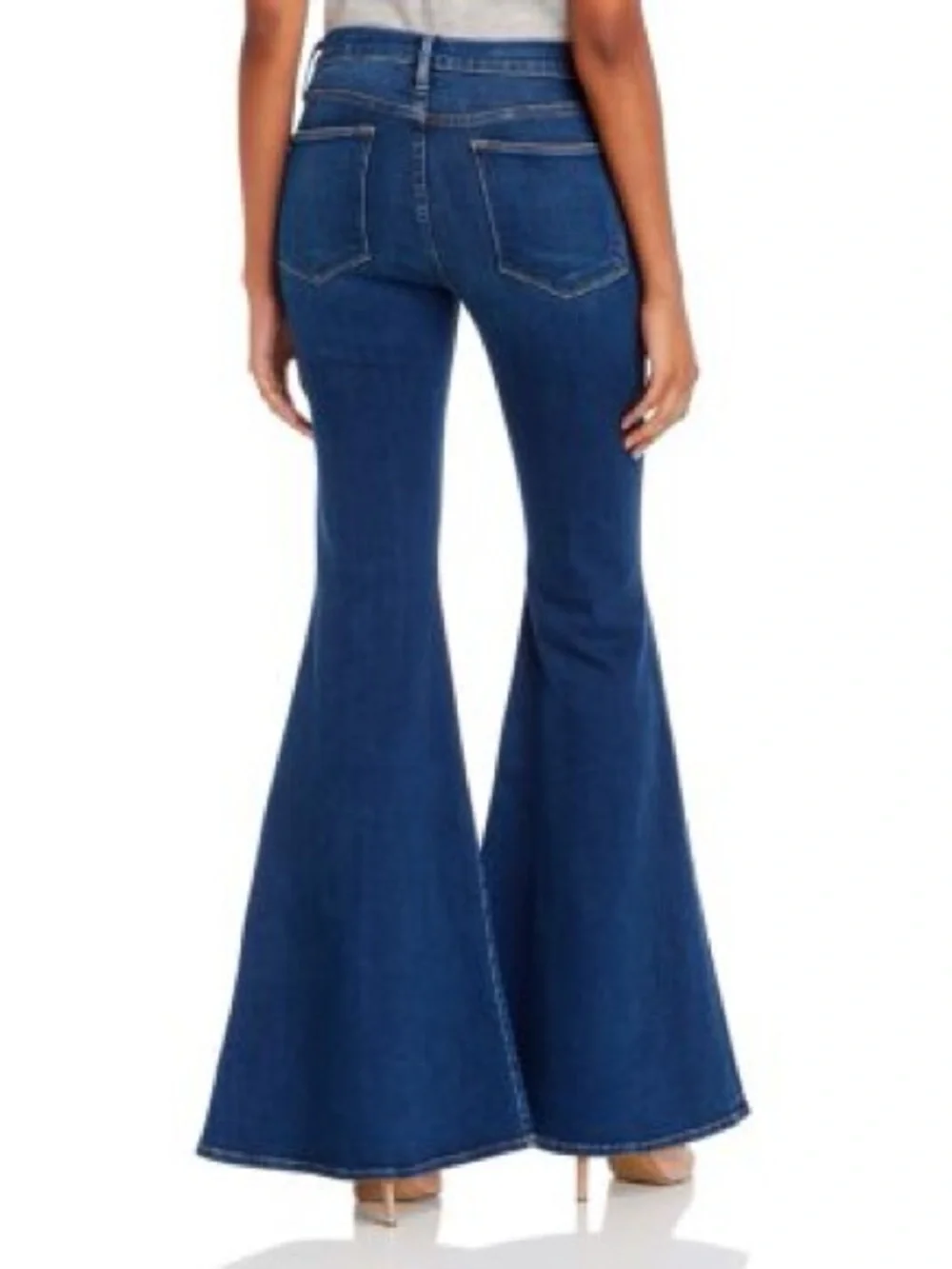 FRAME Denim Le Super Flare High Waist Jeans Blue Wash Festival Ultra Flare 70s - Picture 2 of 7